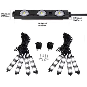 Je8 8 adet LED kamyon Pickup için yatak ışığı saf beyaz kaya ışıkları Van Off-Road altında araba yan işaretleyici ayak Wells ray