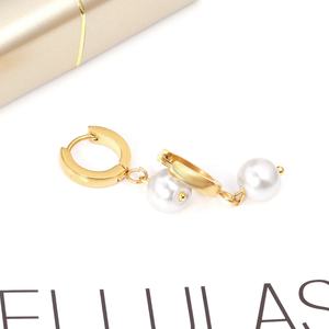 Pendientes de Aro Colgantes Hipoalergénicos de Acero Inoxidable con Baño de Oro de 18K, Joyería de Moda, Pendientes de Perlas para Mujer - Product Image 3
