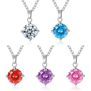 Hot Selling Trendy Stainless Steel Pendant Necklace Simple Color 3A Zircon <b>Choker</b> Single Clavicle Chain Fashion Chains Necklace - Product Image 1