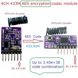 RFR1A04โมดูลการถ่ายทอด RFT1C04ที่มีการเข้ารหัส4CH DC 2.8-5V และถอดรหัสรีโมทคอนโทรล433.92MHz ตัวรับส่งสัญญาณไร้สาย - Product Image 2