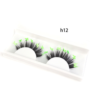 HITOMI H01 8-20mm Faux cils en vison coloré pour cils naturels longs, 3D épais et recourbés, avec bande en coton noir, faits à la main