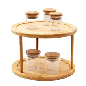 <strong>Turn</strong> Able Cabinet Countertop <strong>Table</strong> Pantry Spice Rack Cabinet Organizer Kitchen Pantry <strong>Shelf</strong> Tabletop Round Bamboo Lazy Susan - Product Image 2