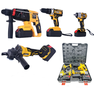4-teiliges 21V Industrielles Elektrowerkzeug-<span class=keywords><strong>Set</strong></span> Kabelloser Bohrhammer Schraubenschlüssel Winkelschleifer Aufladbare Bohrmaschinen 4-in-1 Kombi-<span class=keywords><strong>Set</strong></span> im Hartschalenkoffer - Product Image 2
