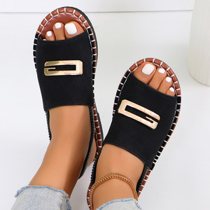 NUEVAS Sandalias Planas Bordadas de Talla Grande con una Sola Tira para Mujer, Estilo Veraniego 2027 - Product Image 4