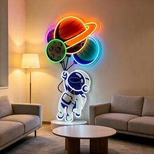 Enseigne néon LED personnalisée Astronaute avec impression UV 3D sur acrylique et bande de silicone flexible – Colorée pour chambre, bar, vitrine, restaurant - Product Image 4