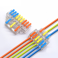 Connecteur de câblage rapide transparent PCT-2-3-Transparent avec boîtier coloré en nylon et levier, bornier de câblage rapide transparent