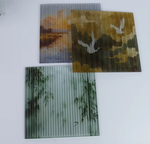 Panneau de verre artistique texturé à cannelures imprimé d'un paysage chinois pour la décoration intérieure, les cloisons, les meubles et les portes - Product Image 4