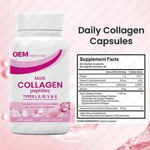 Capsules de suppléments multi-collagène en peptides pour la vente en gros, soutenant les articulations, les os, l'hydratation de la peau, l'élasticité, les cheveux et les ongles - Product Image 2