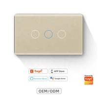Services OEM ODM – Interrupteur intelligent ZigBee 3.0 pour la domotique américaine, 1/2/3 voies, pour commande vocale, en verre, 16A