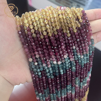 Perles en pierre naturelle à 100 %, tourmaline dégradée, 4 mm, rondes, facettées, perles de pierres précieuses en vrac pour la fabrication de bijoux DIY