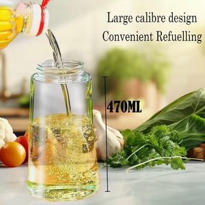 Dispensador y Rociador de Aceite 2 en 1, Botella Dispensadora de 470 ml con Rociador y Vertedor, Rociador de Aceite de Oliva de Vidrio para Cocinar - Product Image 3