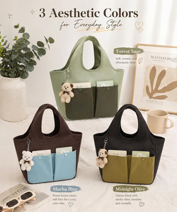 Bolsa de almuerzo para mujer, elegante, aislada, con múltiples bolsillos, apertura amplia, linda bolsa de almuerzo para la universidad, para el viaje diario - Product Image 5
