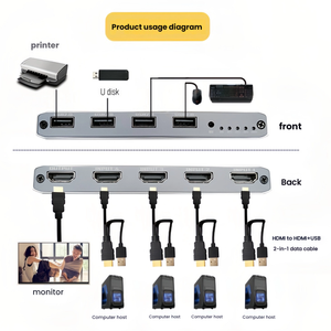 Commutateur <span class=keywords><strong>KVM</strong></span> 4K 60hz 30HZ <span class=keywords><strong>4</strong></span> ports <span class=keywords><strong>HDMI</strong></span> 2.0 4x1 <span class=keywords><strong>4</strong></span> entrées 1 sortie <span class=keywords><strong>KVM</strong></span> USB 2.0 Hub de commutation pour clavier de souris de partage d'ordinateur <span class=keywords><strong>4</strong></span> PC - Product Image 3