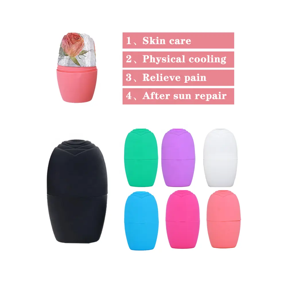 RS Logo personnalisé Beauty Ice Roller Outils de soins de la peau Moule à glace en silicone réutilisable Rouleau de glace en silicone Masseur pour le visage et les yeux