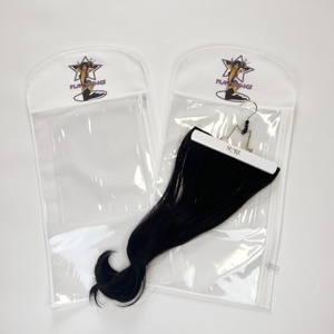 Sac d'emballage pour Extension de cheveux, de bonne qualité, blanc, personnalisé, fermeture éclair, stockage de perruque en Pvc - Product Image 5
