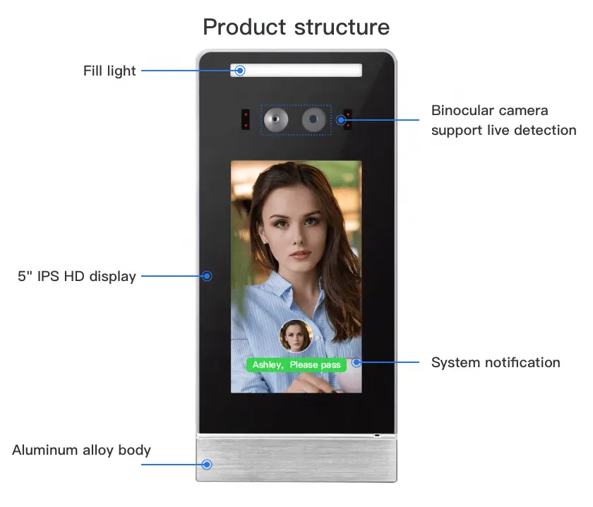 Attendance Access Control 5 Inch Multi Language Linux Biometric Time Attendance System Ai 3d Face Recognition Camera Access Control