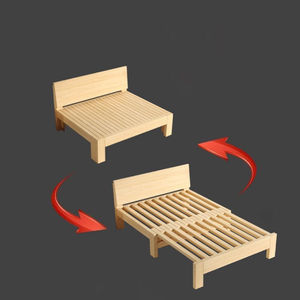 <span class=keywords><strong>Letto</strong></span> Matrimoniale Retrattile in Legno Massello di Pino, Divano <span class=keywords><strong>Letto</strong></span> Estraibile <span class=keywords><strong>a</strong></span> <span class=keywords><strong>Doppio</strong></span> Uso per Camere da <span class=keywords><strong>Letto</strong></span> Semplici e Piccoli Appartamenti - Product Image 2