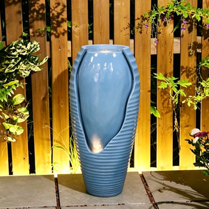 <span class=keywords><strong>Fontaine</strong></span> d'extérieur autoportante bleue antique en forme de pot avec lumières pour patio, jardin et décoration paysagère – Vente en gros - Product Image 1