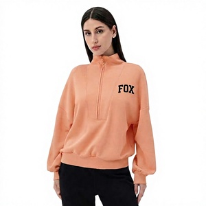 Sudadera Oversize de Felpa con Logo Personalizado para Mujer, Cuello Alto, Manga Larga, Ajuste Holgado, Lisa, para Streetwear - Product Image 1