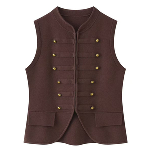 2026 summer women's knitted vest round neck button decoration sleeveless <b>tight</b> fitting <b>sweater</b> knitted vest top - Product Image 3
