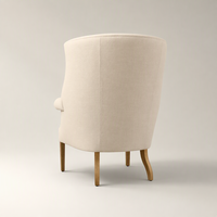 Fauteuil d'appoint moderne de luxe rembourré avec dossier haut, pieds en bois massif, chaise de salle à manger individuelle pour salon et hôtel