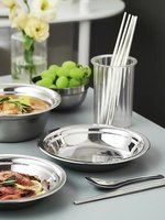 304 ensemble de vaisselle jetable en acier inoxydable-bols assiettes baguettes pour camping en plein air et barbecue équipement complet