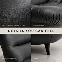 Fauteuil de loisirs moderne sans accoudoirs en similicuir avec cadre en bois massif et éponge haute résilience, pieds fixes, durable et écologique, pour la maison et le bureau