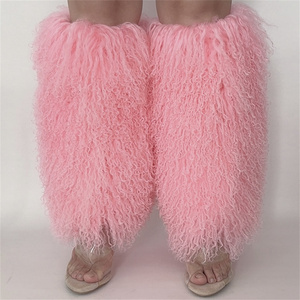 Guêtres <span class=keywords><strong>en</strong></span> vraie fourrure mongole pour femmes, couvre-bottes d'automne, couvre-pieds <span class=keywords><strong>en</strong></span> fourrure style Lolita Punk Harajuku - Product Image 1