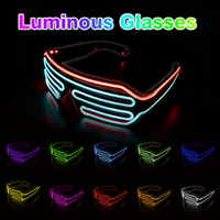 Lunettes de fête lumineuses en plastique, double couleur, fil EL, lunettes à volets lumineux, décorations de Noël