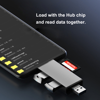 Aluminio tipo C USB A Micro USB 3 en 1 OTG adaptador de lector de tarjetas SD de memoria con ranura para tarjeta SD TF Puerto USB para Android Mobile iphone