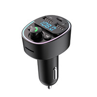 Émetteur FM portable, chargeur de voiture, lecteur MP3 stéréo mains libres, éclairage ambiant coloré, ports USB doubles réglables, certifié CE