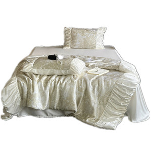 French Style Girly Cool Tencel Summer Comforter Set 4 Pcs Floral Pattern Washable Home Use - Product Image 5