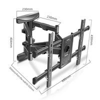 Soporte de Pared para TV LED/LCD/Plasma de 37-80 Pulgadas con Acero Laminado en Frío, VESA Máx. 600x400mm, Inclinable y Giratorio, para Uso en Fábrica/Hogar/Hotel