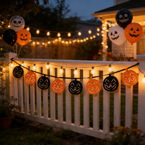 Guirlande de citrouilles scintillantes <span class=keywords><strong>Halloween</strong></span> 608020 - Décoration de citrouilles noires et oranges <span class=keywords><strong>pour</strong></span> fête, maison, vitrine - Product Image 1