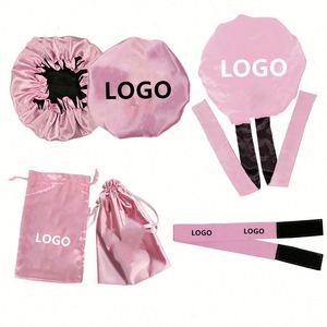 <b>Extra</b> <b>Large</b> Long for Braids Silk Extended and Hair Wraps Customized Logo Bonnet Satin Bag Set Promotion Gift - Product Image 1