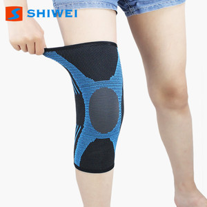 Genouillères Shiwei respirantes antidérapantes en nylon tricoté, protection sportive unisexe, jaune et bleu - Product Image 3
