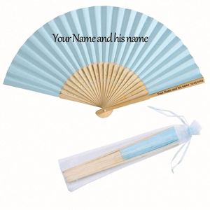 Éventail pliant en bambou sculpté de 7 pouces, style art populaire, avec dentelle blanche, décorations imprimées et peintures, idéal pour les cadeaux de mariage ou l'usage professionnel - Product Image 4