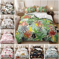 Parure de lit moderne 100 % polyester, motif dessin animé mignon pour enfants, impression numérique 3D, paresseux australien koala