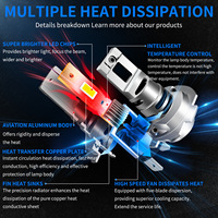 Nouveau phare de voiture LED universel V1 H7 en ligne avec mini ampoule 6000k lumineuse infinie à 16 cœurs et ventilateur d'aileron