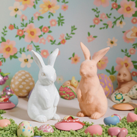 Großhandel Günstige Kreative Hasen-Themen Porzellan Osterhase Figuren Dekorative Matte Keramik Wohnungsdekoration Accessoires