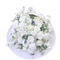 Dekorasi Pernikahan Bunga Modern, Centerpiece Meja, Bola Bunga Mawar Merah Sutra Buatan, Dekorasi Rumah untuk Pesta Ulang Tahun