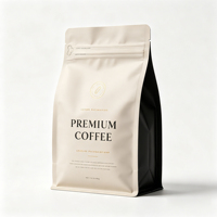 Sac d'emballage pour café de qualité supérieure à fond plat avec valve de dégazage et fermeture éclair, sac à grains de café haute barrière imprimé sur mesure
