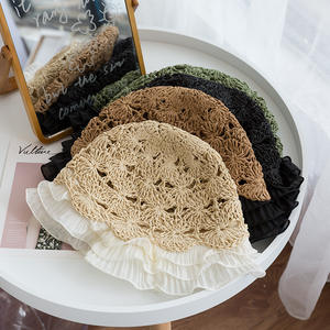 Chapeau <span class=keywords><strong>de</strong></span> paille ajouré tressé à la main avec bordure <span class=keywords><strong>en</strong></span> dentelle, idéal pour la plage et les fêtes – Promotion spéciale - Product Image 5