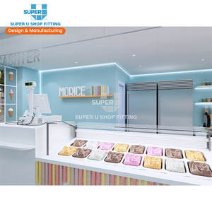 تصميم مخصص لمحل آيس كريم، ستاند وردي لشاي الفقاعات والآيس كريم، ديكور داخلي، أثاث بار، خزانة آيس كريم وعصائر للأطفال - Product Image 6