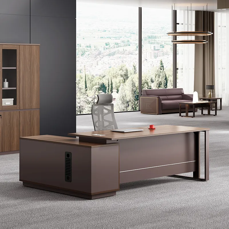 Оптовая продажа, современный исполнительный стол, офисная мебель, стол с защитой от царапин, L-образный деревянный офисный стол для руководителей
