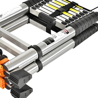 Échelles télescopiques en acier inoxydable 1,7M+1,7M, design réglable, capacité de charge 150 kg, échelles-tabourets modernes et minimalistes