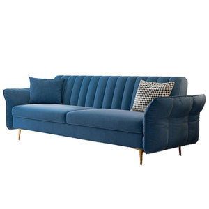 2024 Durable facile à installer cadre <span class=keywords><strong>en</strong></span> <span class=keywords><strong>bois</strong></span> massif éponge haute densité remplissage confortable vente chaude tissu flexible canapés-lits pliants - Product Image 1