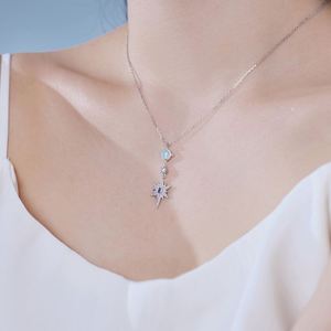 Dylam New Designer 925 Sterling Silver Link Chain Fine Fashion 5A Cubic Zirconia Synthetic <b>Opal</b> Stone Hexagram <b>Pendant</b> Necklace - Product Image 4