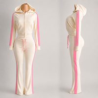 Ensemble velours Body Dupe Y2K, vêtements personnalisés avec logo brodé, veste et pantalon de jogging, ensembles 2 pièces, survêtement rayé pour femmes grandes tailles