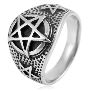 yunnique Men's Silver Five-Pointed Star <b>Titanium</b> Steel <b>Ring</b> Geometric Design Gift Jewelry - Product Image 1